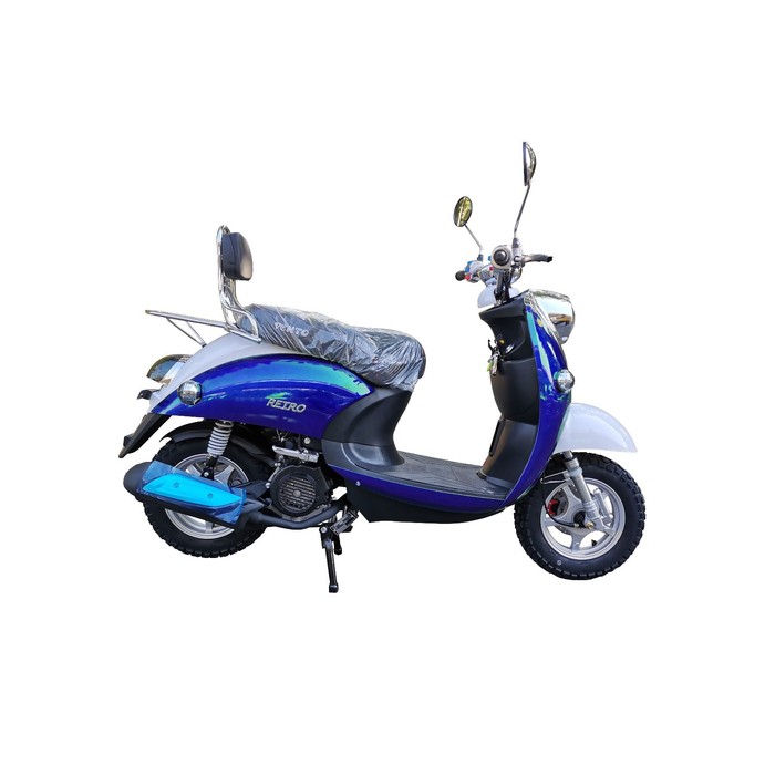 Скутер VENTO RETRO 150, 49cc, сигнализация, синий-белый-красный