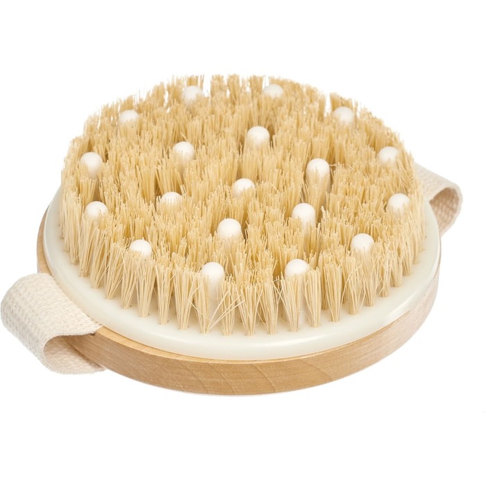 Щётка для сухого массажа Bradex из чайного дерева с щетиной кактуса силиконовыми вставками и ремешк 51100₽