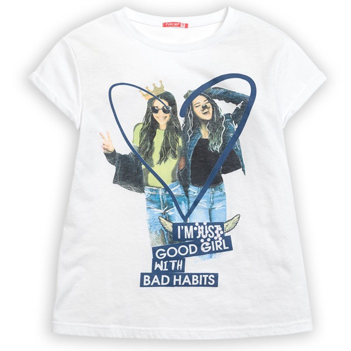 Джемпер (модель футболка) для девочек, рост 116 см, цвет белый