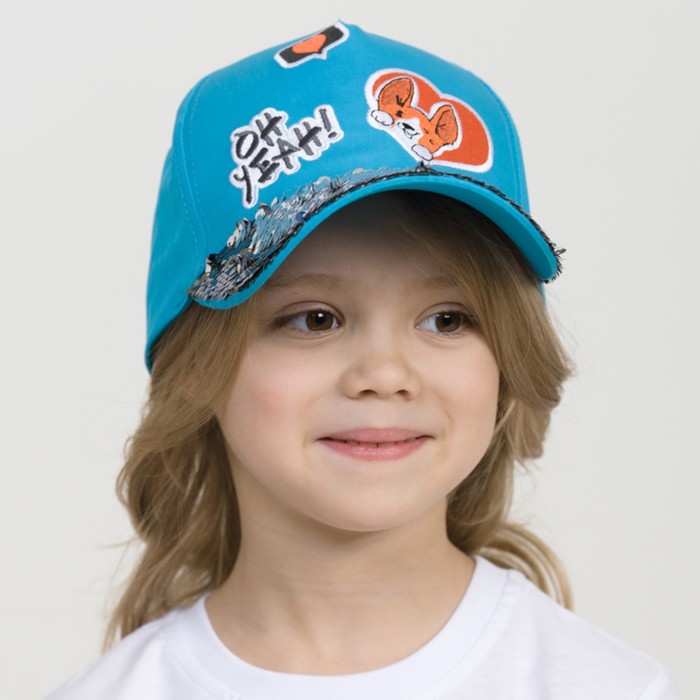 Кепка для девочек, размер 50-52, см, цвет голубой кепка для девочек размер 52 54 см цвет оранжевый