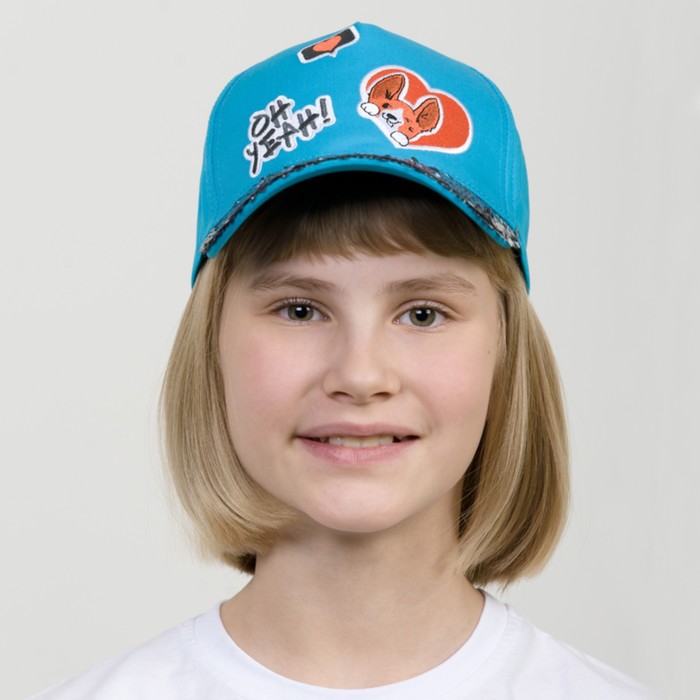 Кепка для девочек, размер 52-54, см, цвет голубой кепка для девочек размер 52 54 см цвет оранжевый