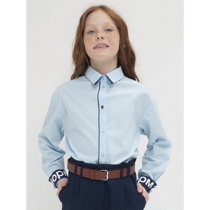 Блузка для девочек, рост 122 см, цвет голубой худи для девочек рост 122 см цвет серо голубой