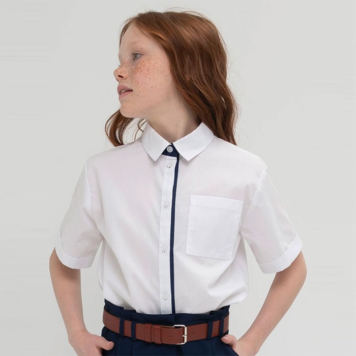 Блузка для девочек, рост 134 см, цвет белый блузка для девочек рост 134 см цвет персиковый