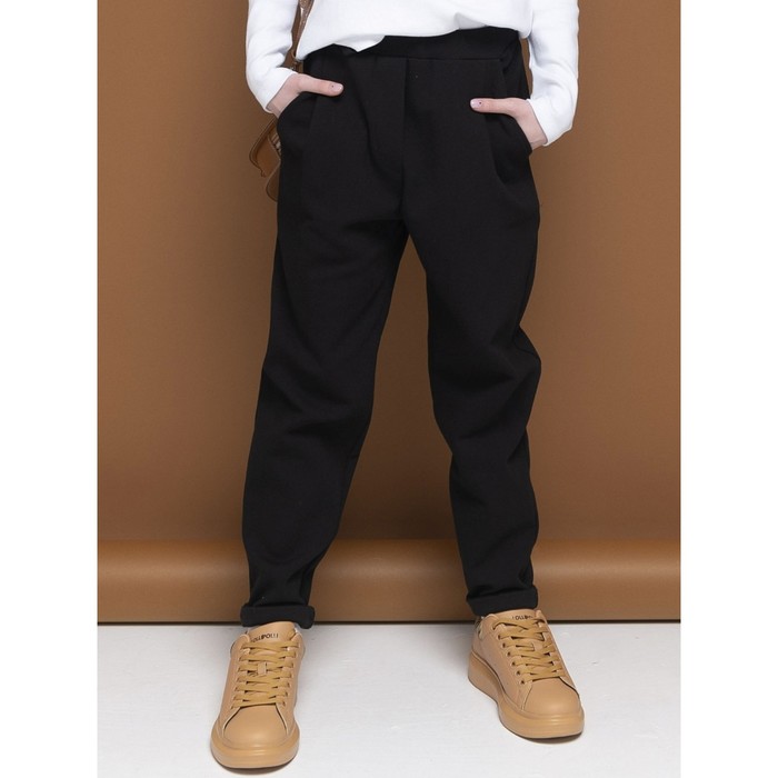 брюки для девочек рост 146 см цвет бордовый Брюки для девочек, рост 146 см, цвет черный