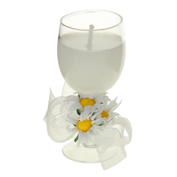 Свеча гелевая "Три ромашки", цвет белый