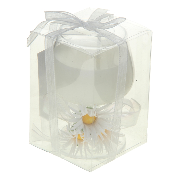 Свеча гелевая "Три ромашки", цвет белый