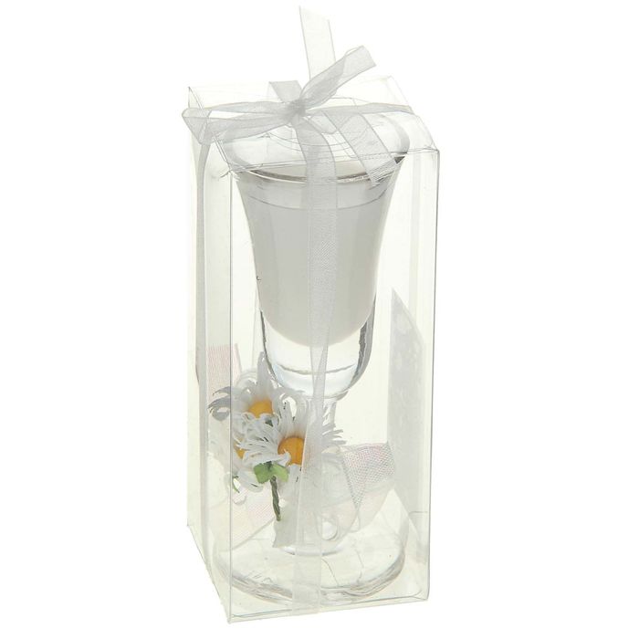 Свеча гелевая "Три ромашки", цвет белый