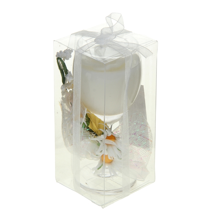 Свеча гелевая "Три ромашки", цвет белый