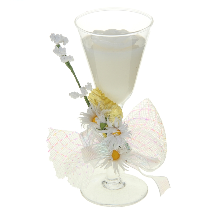 Свеча гелевая "Три ромашки", цвет белый