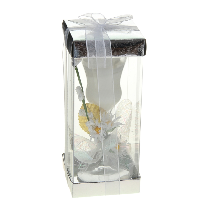 Свеча гелевая "Три ромашки", цвет белый