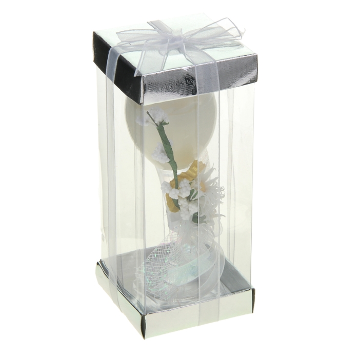 Свеча гелевая "Три ромашки", цвет белый