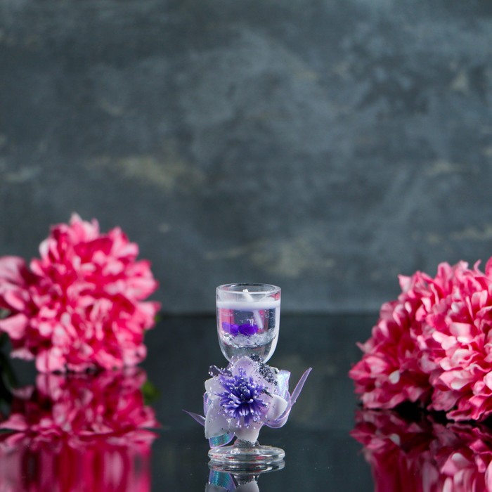 Свеча гелевая "Космея", цвет сиреневый