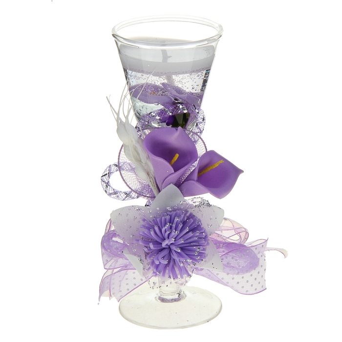 Свеча гелевая "Космея и каллы", цвет сиреневый