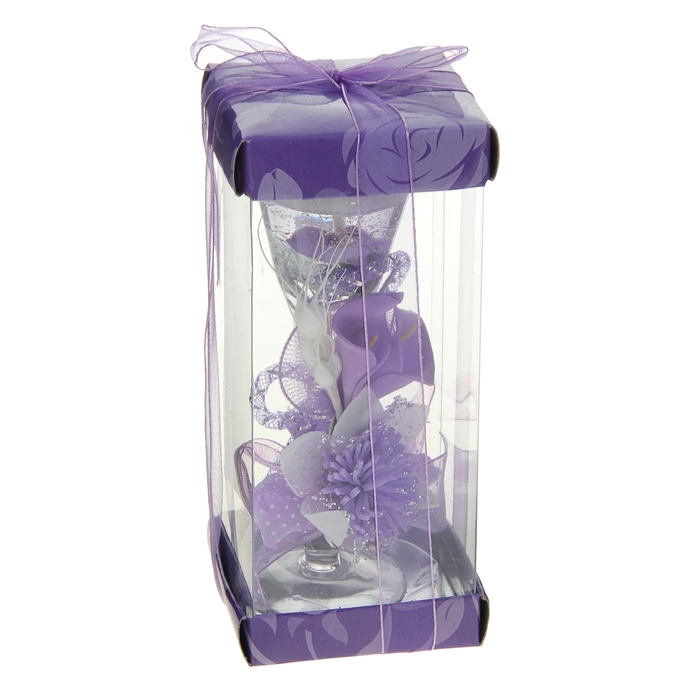 Свеча гелевая "Космея и каллы", цвет сиреневый