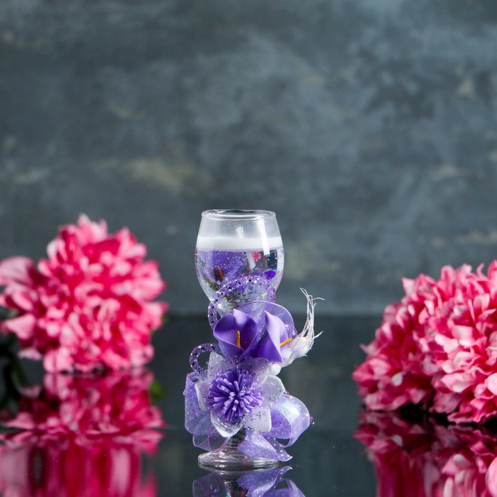 Свеча гелевая "Космея и каллы", цвет сиреневый