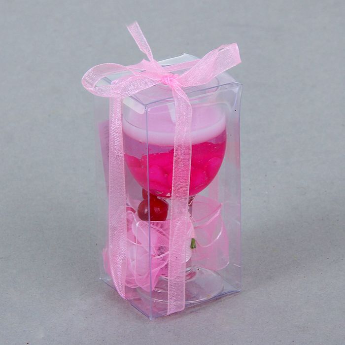 Свеча гелевая "Цветок с вишенками", цвет розовый