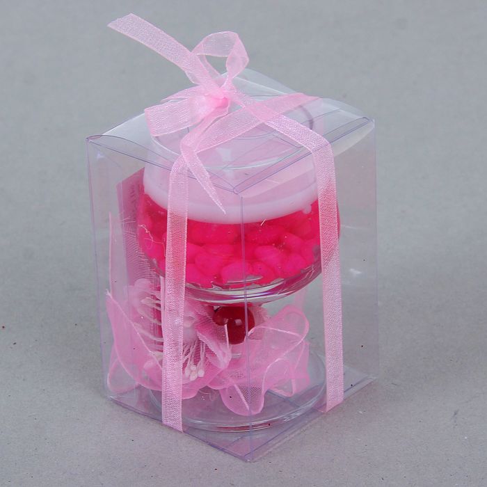 Свеча гелевая "Цветок с вишенками", цвет розовый