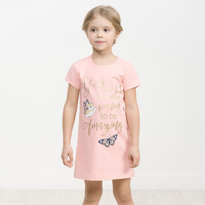 Ночная сорочка для девочек, рост 92 см, цвет персиковый