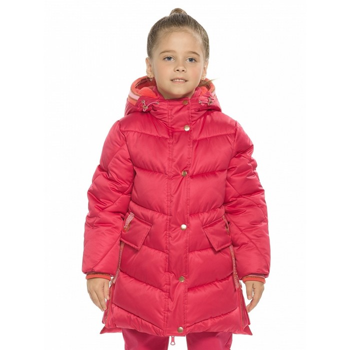 пальто для девочек рост 110 см цвет малиновый Пальто для девочек, рост 98 см, цвет малиновый