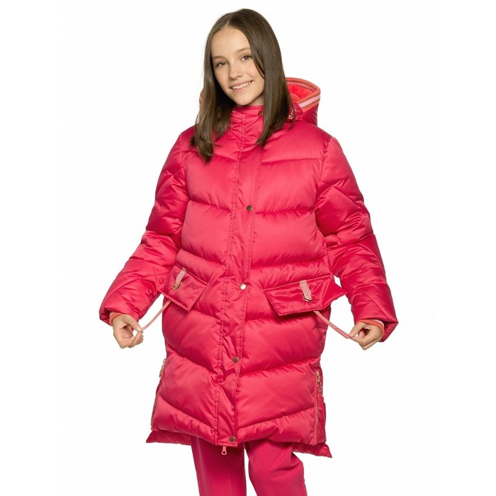 Пальто для девочек, рост 122 см, цвет малиновый