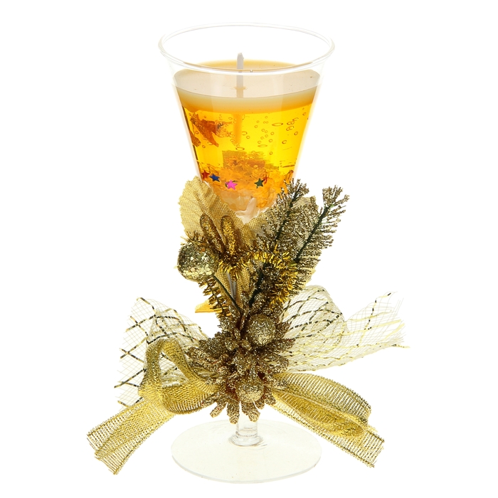 Свеча гелевая "Три цветка", цвет золото