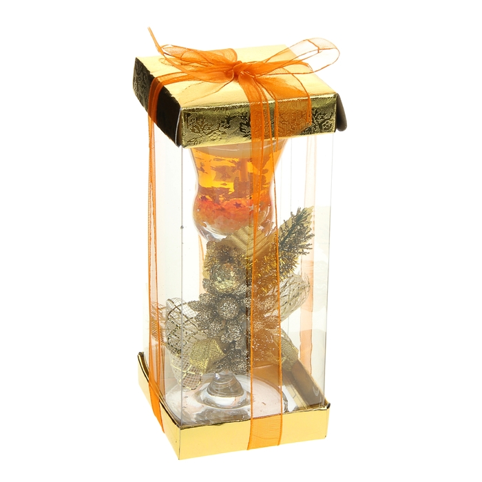 Свеча гелевая "Три цветка", цвет золото