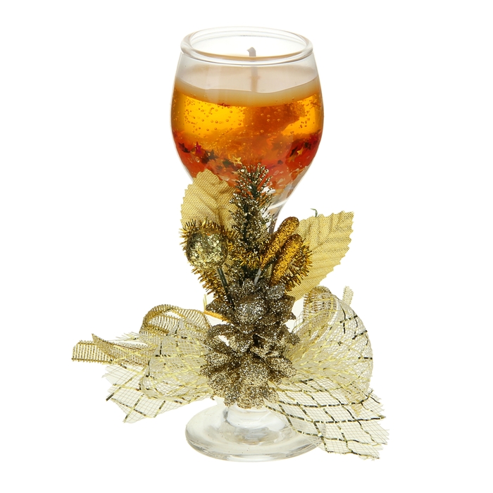 Свеча гелевая "Три цветка", цвет золото