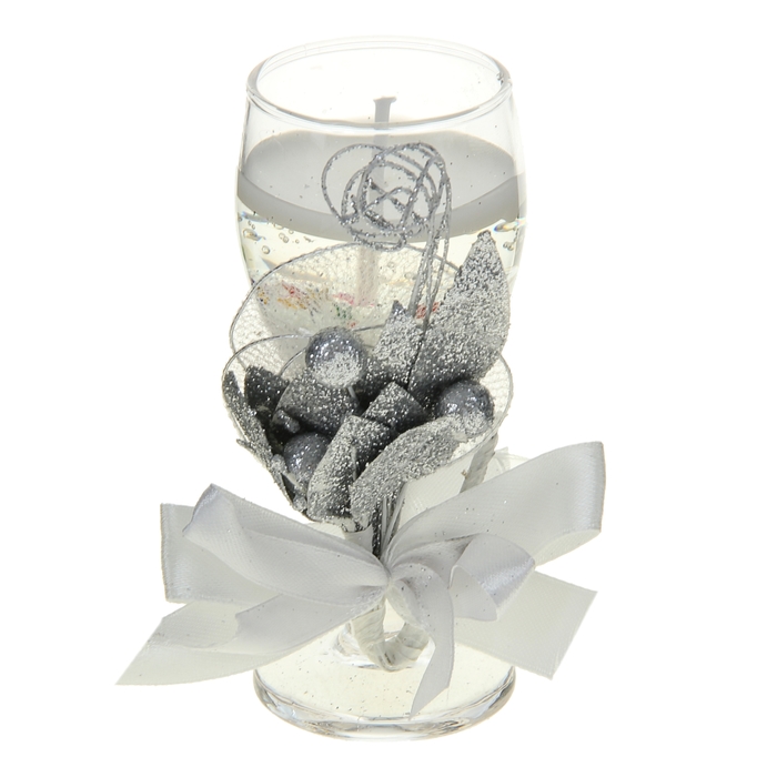 Свеча гелевая "Лепестки", цвет серебро