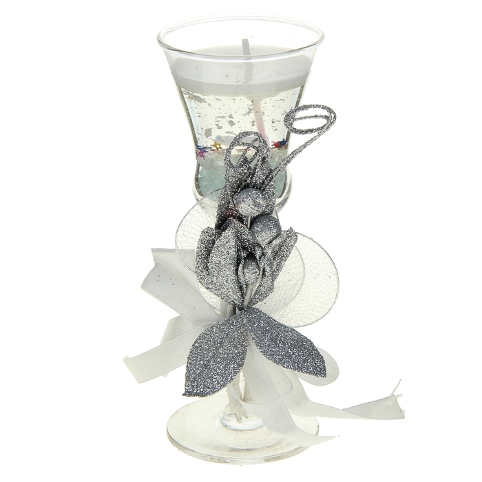 Свеча гелевая "Лепестки", цвет серебро