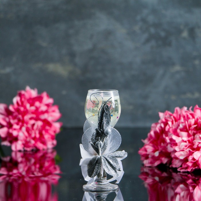 Свеча гелевая "Лепестки", цвет серебро