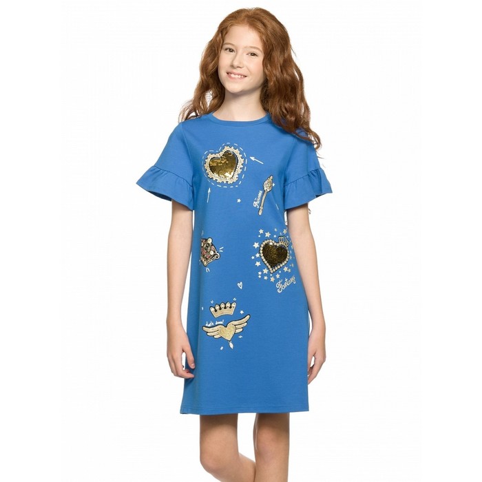 Платье для девочек, рост 116 см, цвет ультрамарин цена и фото