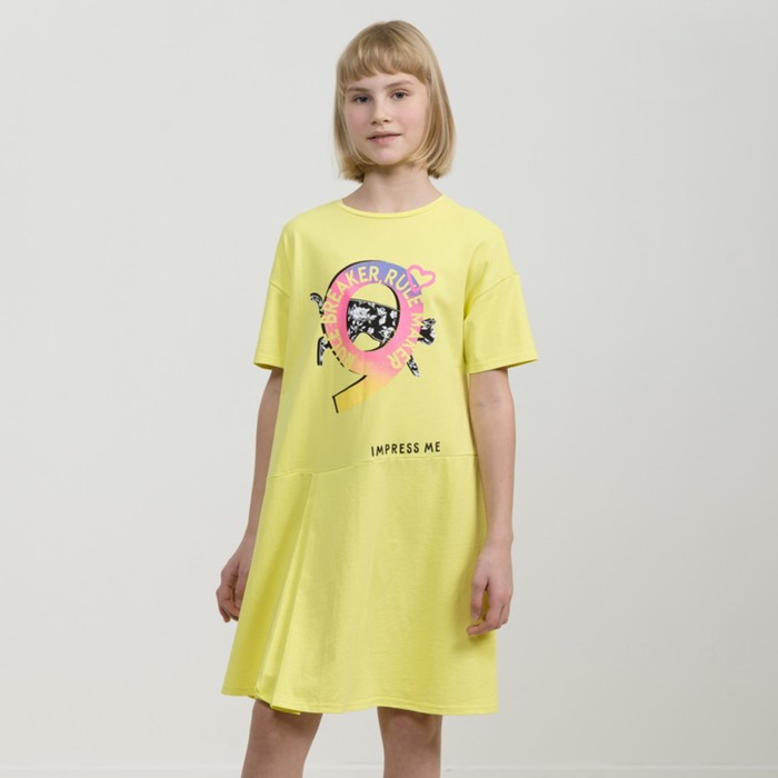 Платье для девочек, рост 116 см, цвет желтый