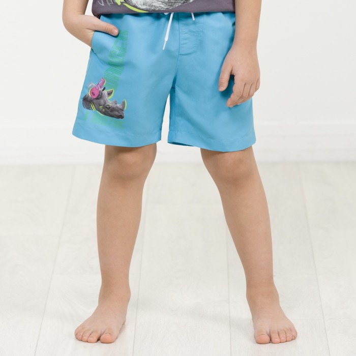 цена Шорты купальные для мальчика, рост 98 см, цвет голубой