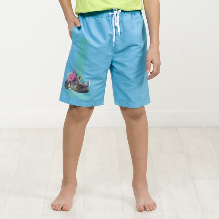Шорты купальные для мальчика, рост  134 см, цвет голубой фото