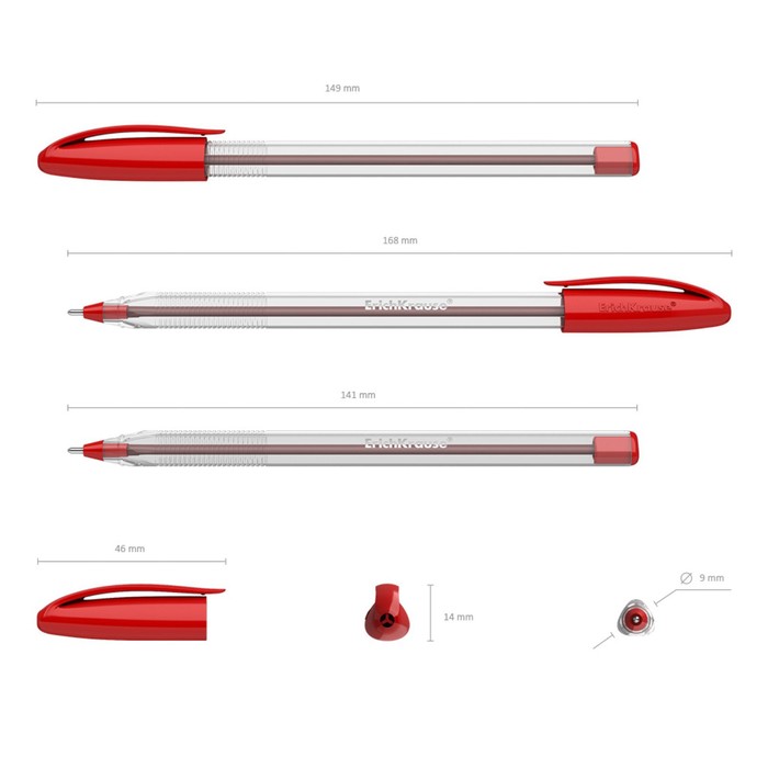 Ручка шариковая ErichKrause U-108 Classic Stick 1.0, Ultra Glide Technology, красная