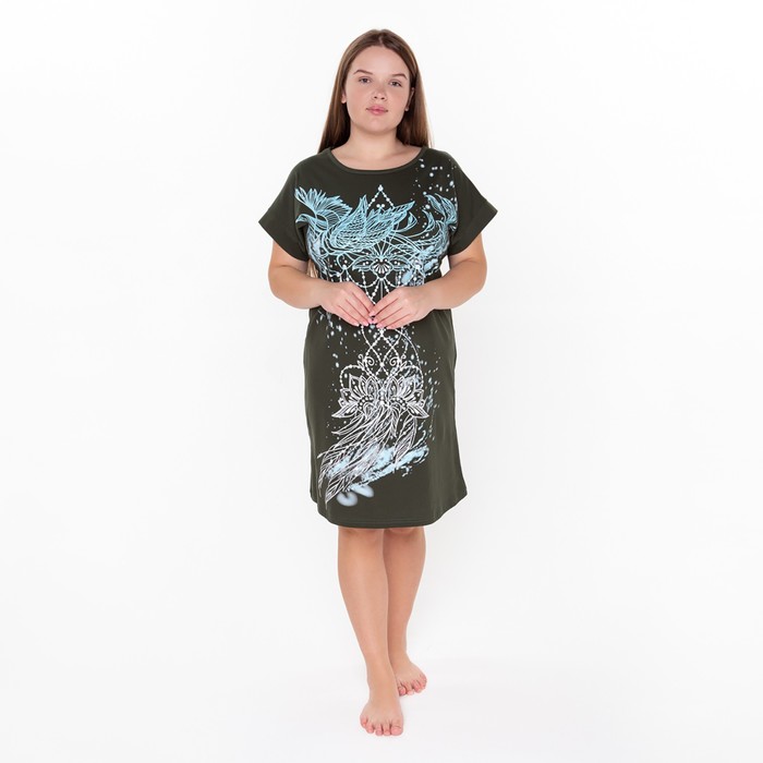 Платье домашнее женское, цвет олива, размер 54