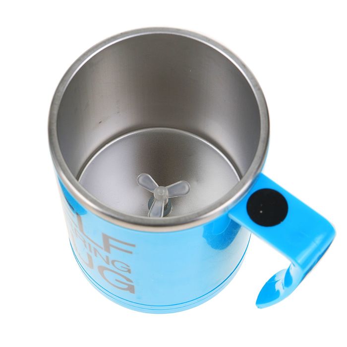 Саморазмешивающаяся кружка 400 мл (от 2*ААА) с крышкой, металл. колба пластик, микс