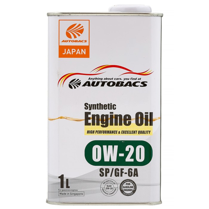 Масло моторное AUTOBACS 0/20 Synthetic, синтетическое, SP/GF-6, 1 л, A00032423 масло autobacs engine oil fs 0w 20 sp gf 6a 4 л
