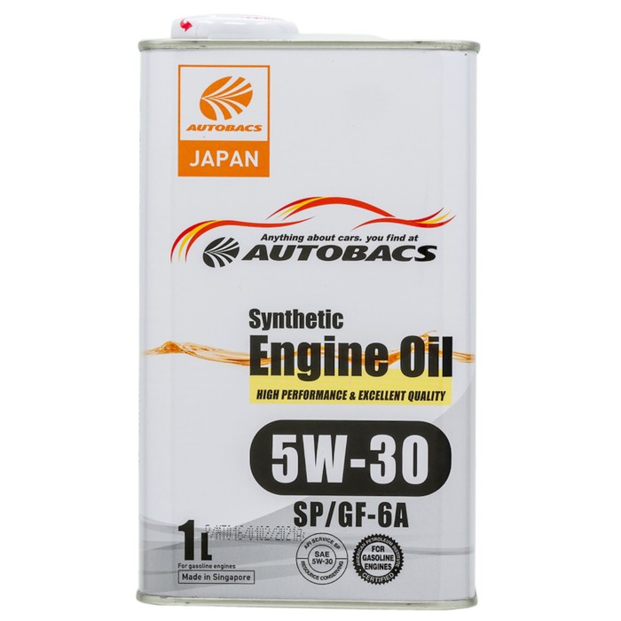 Масло моторное AUTOBACS 5/30 Synthetic, синтетическое, SP/GF-6, 1 л, A00032427
