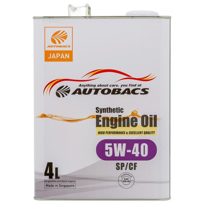 Масло моторное AUTOBACS 5/40 Synthetic, синтетическое, SP/CF, 4 л, A00032432