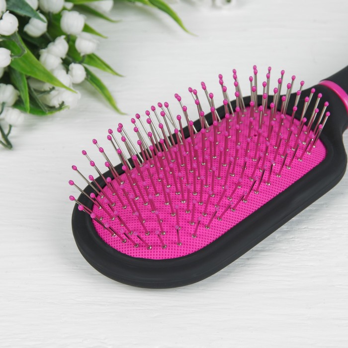 Расчёска массажная, овальная, комбинированная, 24,5см, цвет МИКС