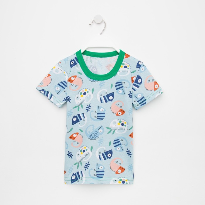 фото Футболка для мальчика, цвет голубой/хамелеон, рост 110 юниор текстиль