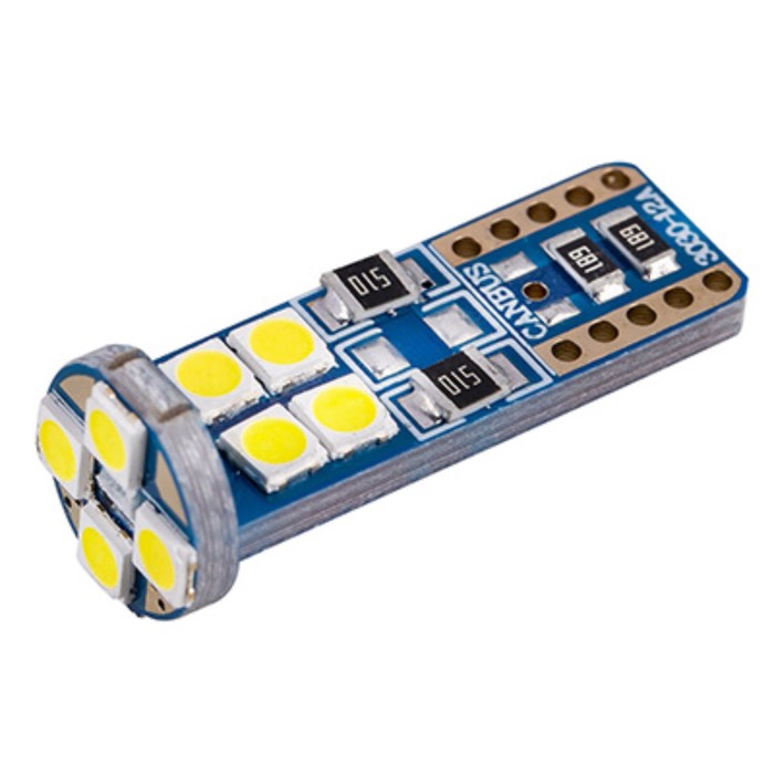 фото Лампа светодиодная, skyway, t10, (w5w), 12v, 12 smd диодов, без цоколя, 1-конт, белая