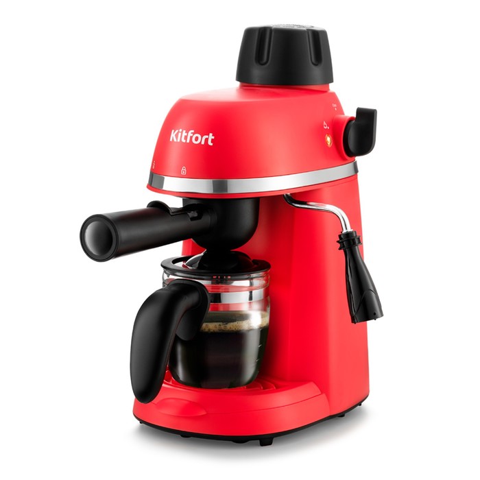 Кофеварка Kitfort КТ-760-1, рожковая, 800 Вт, 0.24 л, капучинатор, красная кофеварка рожковая kitfort кт 760 1 красная