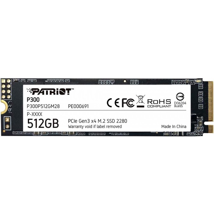 Накопитель SSD Patriot P300P512GM28 P300 M.2 2280, 512 Гб. PCI-E x4 ssd накопитель patriot qlc m 2 512gb 2280 p300p512gm28