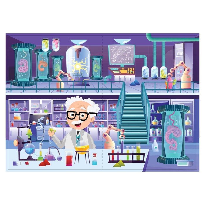 фото Книга со светящимися наклейками «безумная лаборатория», 90 наклеек, 4 стр. буква-ленд