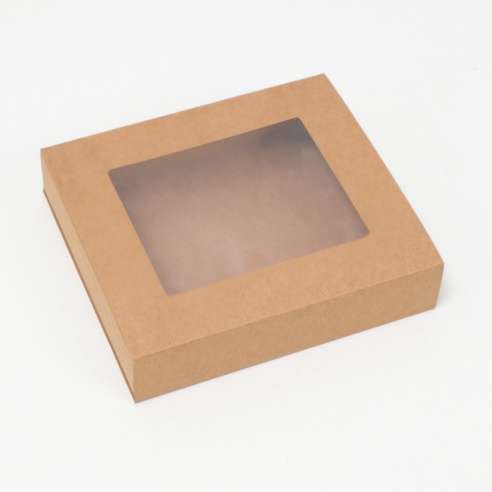 фото Коробка складня, пенал, с окном, крафтовая, 18 х 16 х 4 см upak land