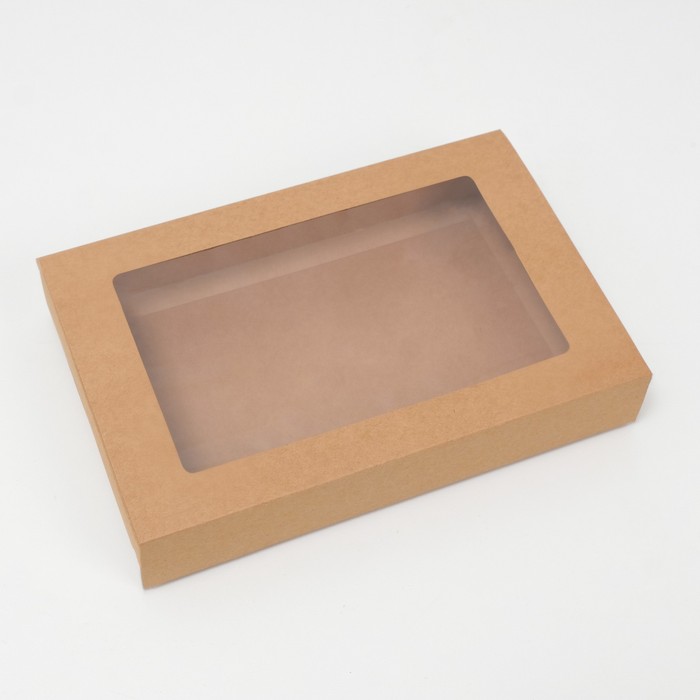 фото Коробка складня, пенал, с окном, крафтовая, 30 х 20 х 5 см