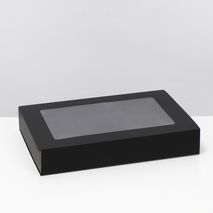 фото Коробка складня, пенал, с окном, черная, 30 х 20 х 5 см,