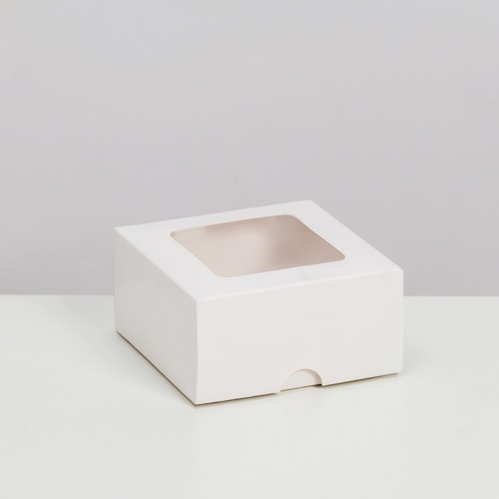 Коробка складная, крышка-дно, с окном, белая, 10 х 10 х 5 см коробка складная крышка дно с окном крафтовая 12 х 12 х 5 см